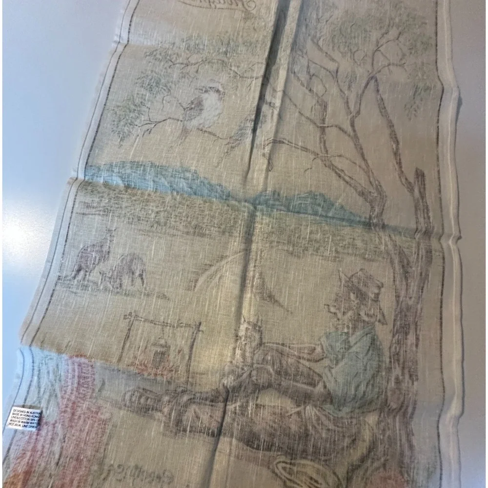 Vintage Tea‎ Towel ROSS Retro Australian The Jolly Swagman Linen Cotton Unused